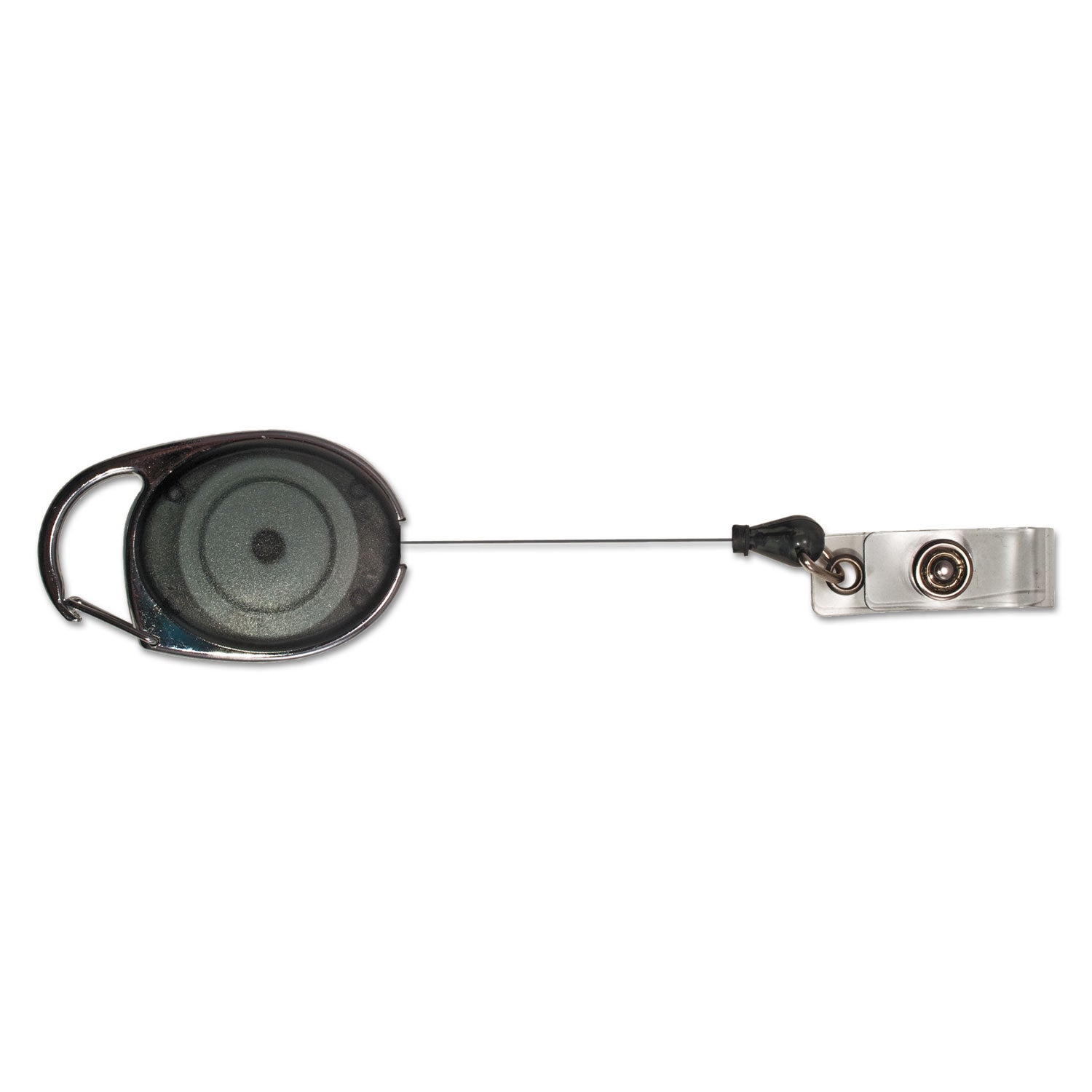 Retractable Carabiner Style Badge Reels with Badge Strap, Smoke, Pack of 12