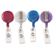 Retractable ID Card Reels with Badge Straps, Assorted, Pack of 4