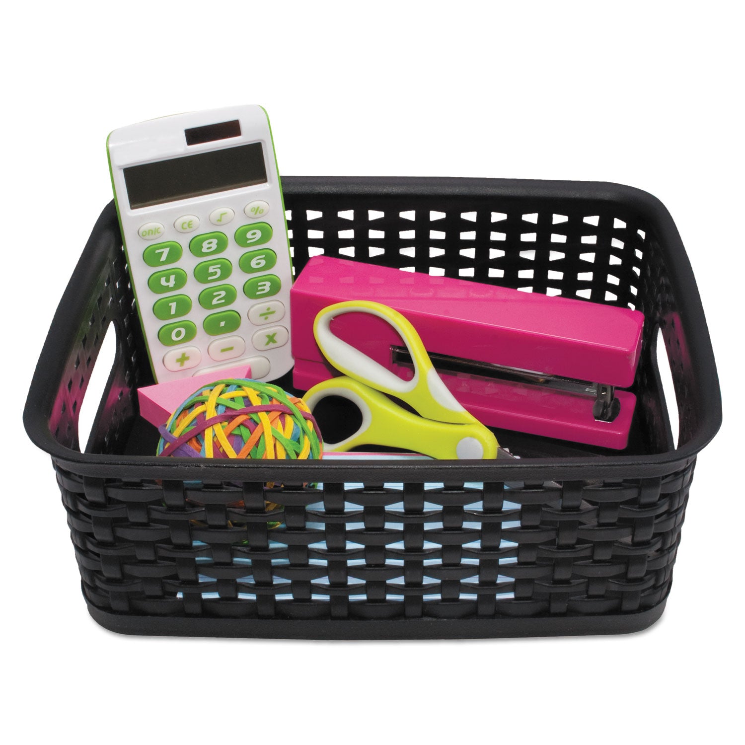 Black Plastic Weave Bins, Small, Pack of 3