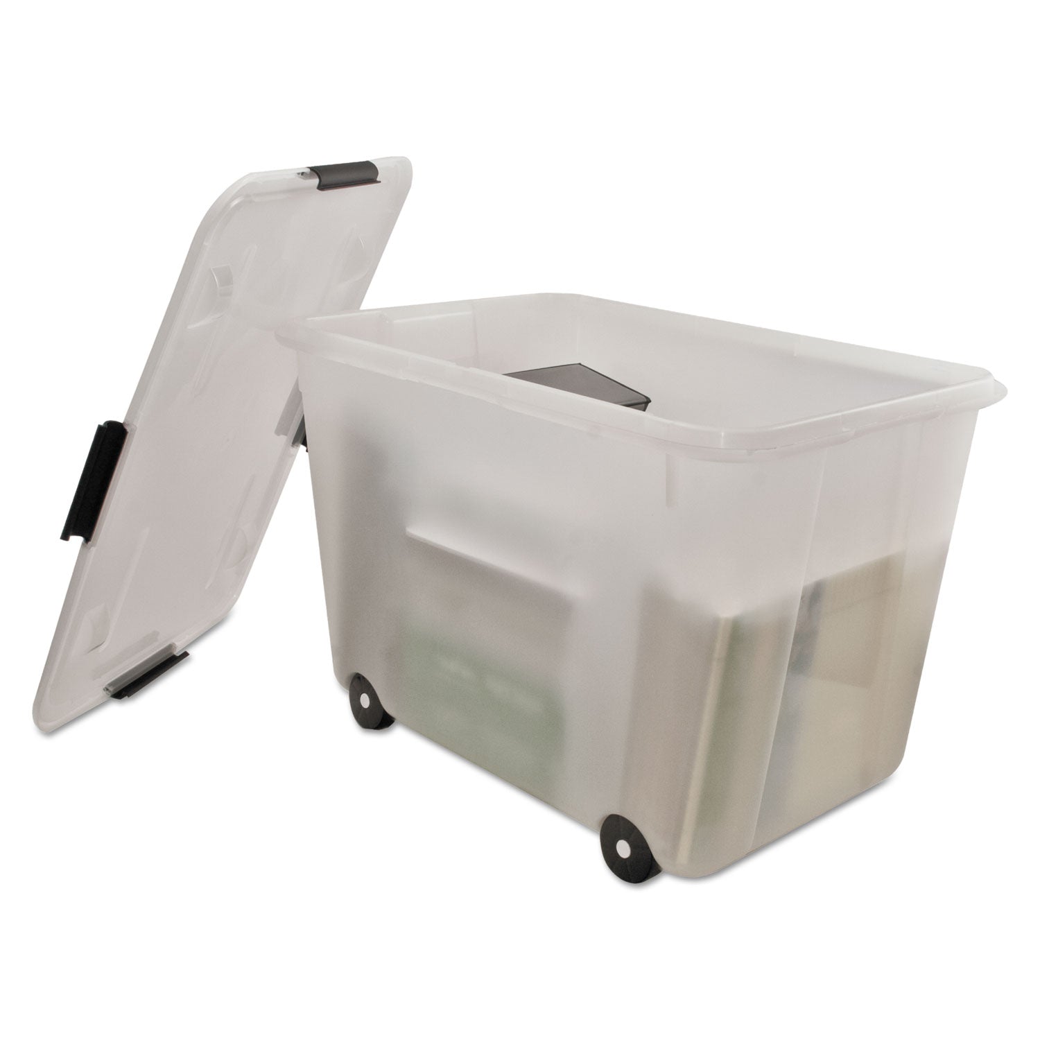 Rolling Storage Box, 15 Gallon, Clear
