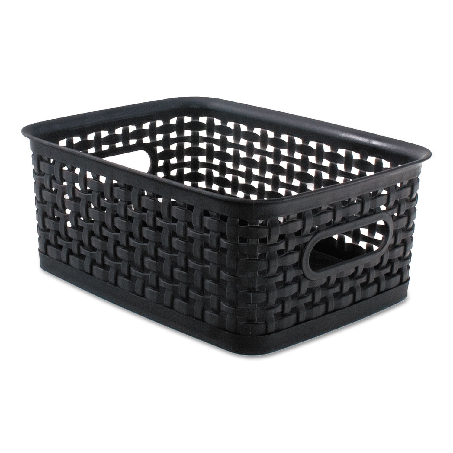 Black Plastic Weave Bins, Small, Pack of 3