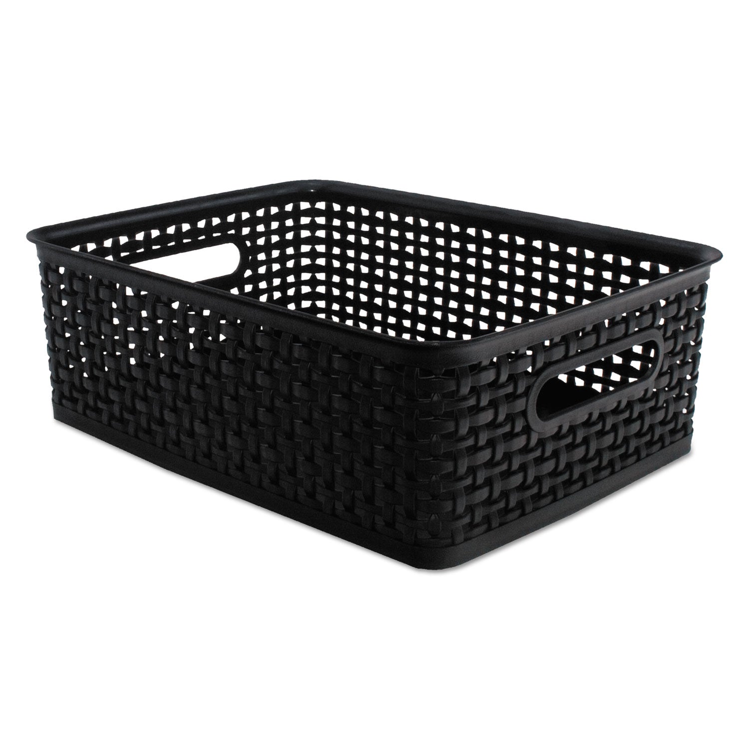 Black Plastic Weave Bins, Medium, Pack of 2