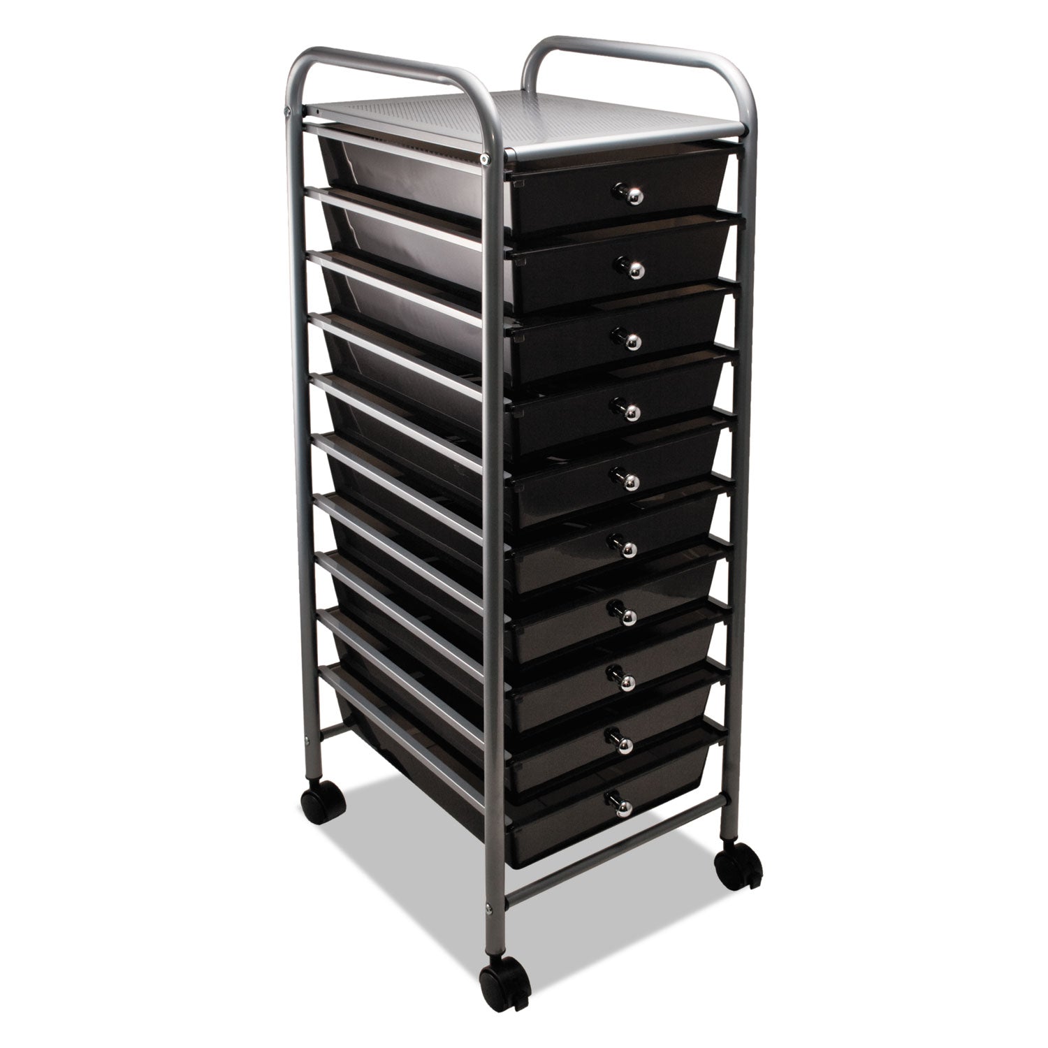 10-Drawer Rolling Cart, Smoke