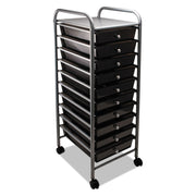 10-Drawer Rolling Cart, Smoke
