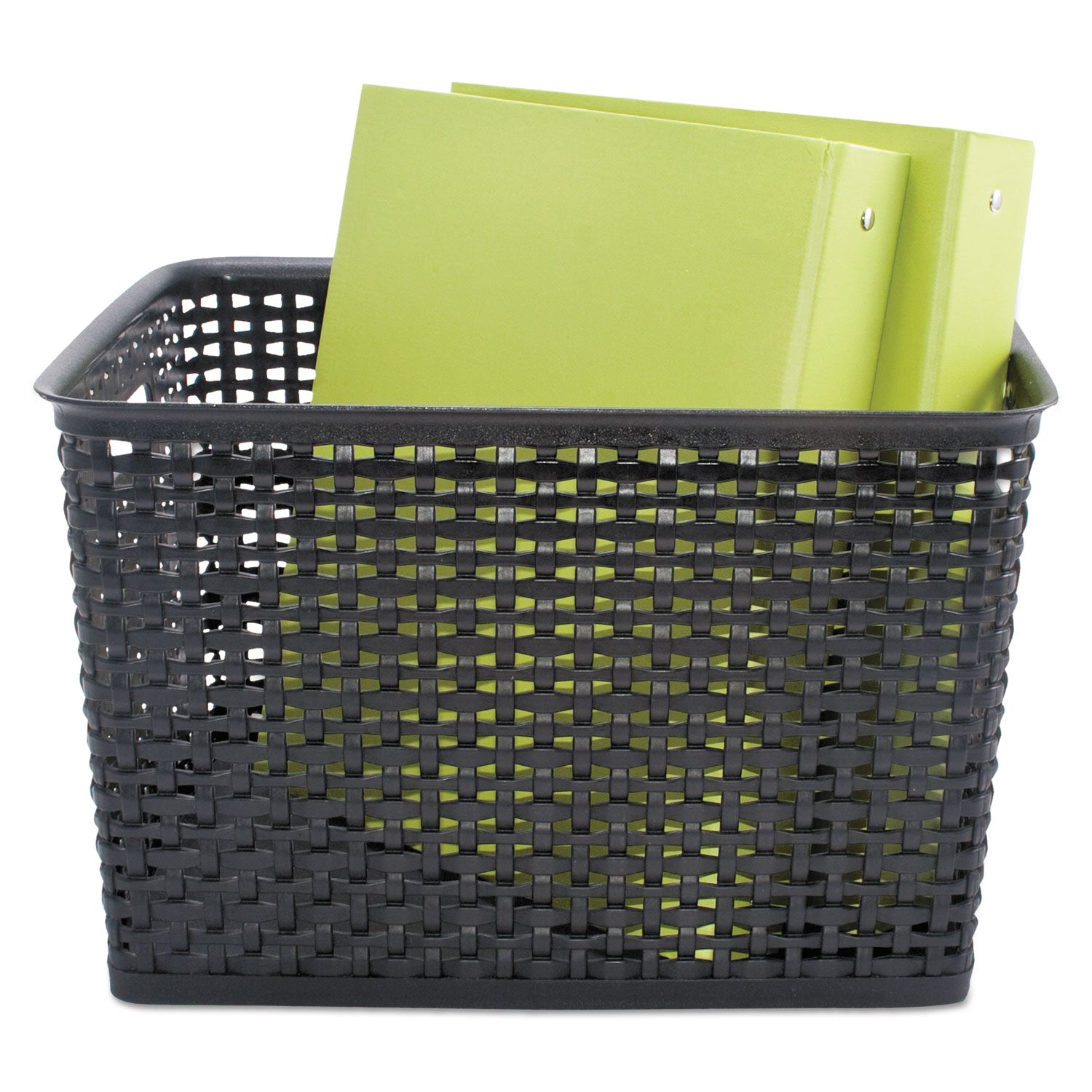 Black Plastic Weave Bins, Large, Pack of 2