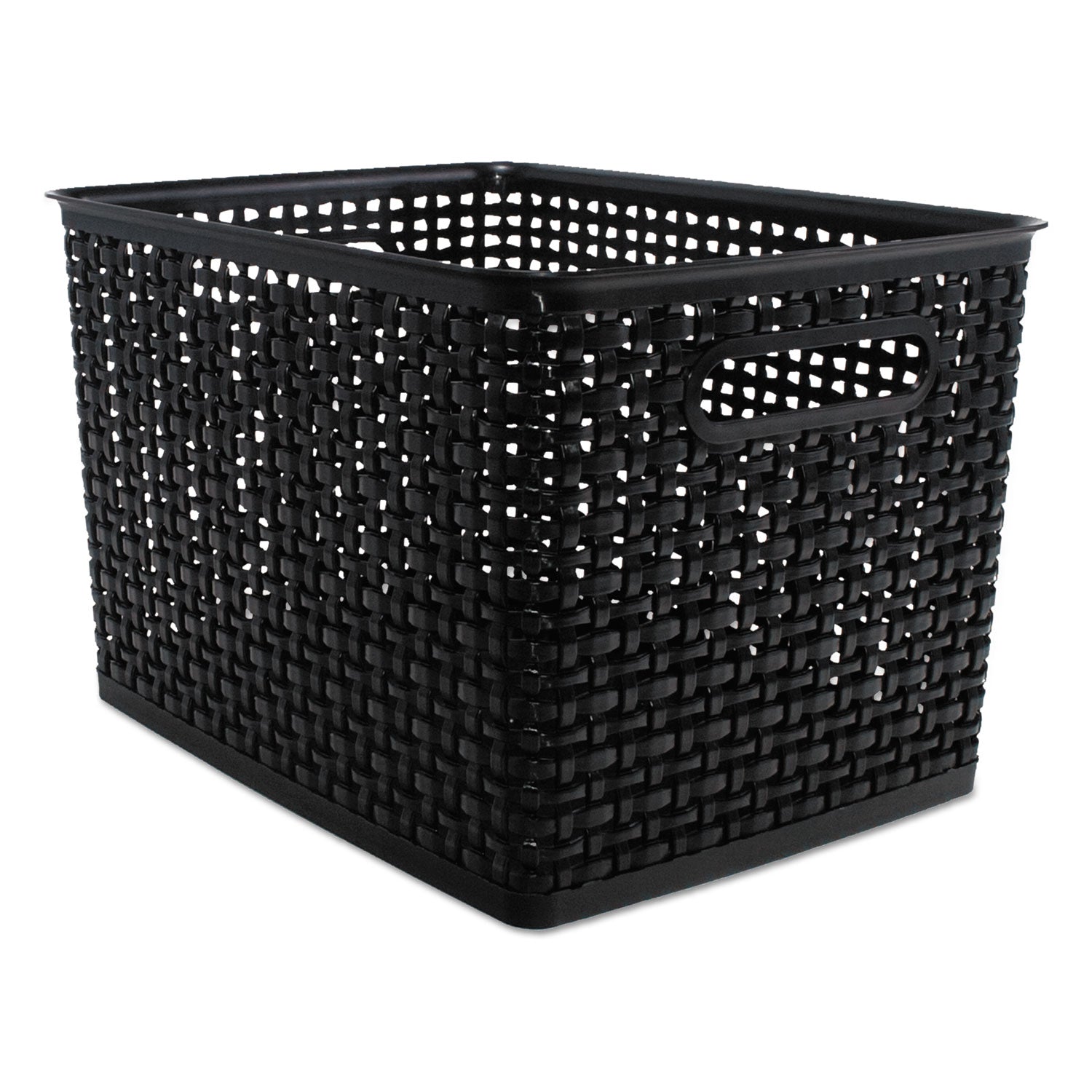 Black Plastic Weave Bins, Large, Pack of 2