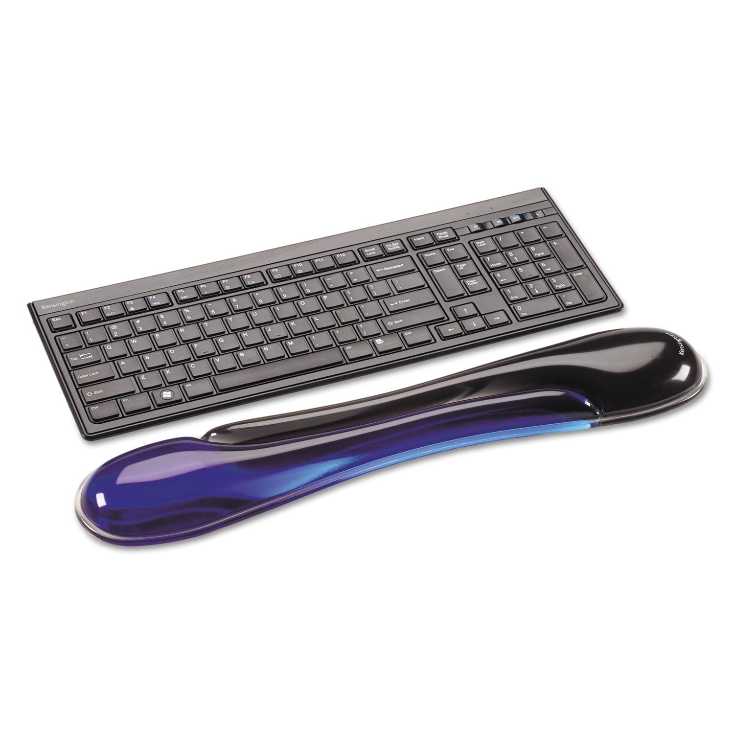 Kensington Duo Gel Wave Keyboard Wrist Rest - 0.41" Height x 18.88" Width x 3.50" Depth - Black & Blue - 1 Each
