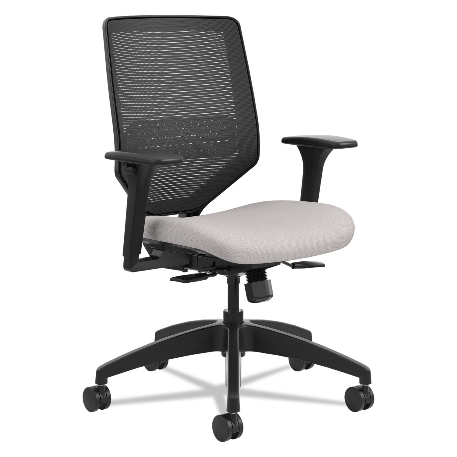 HON Solve Chair - Fabric Seat Material - Black Back Color - Mesh Back Material - Black Frame Color - Mid Back - Sterling - 1 Each