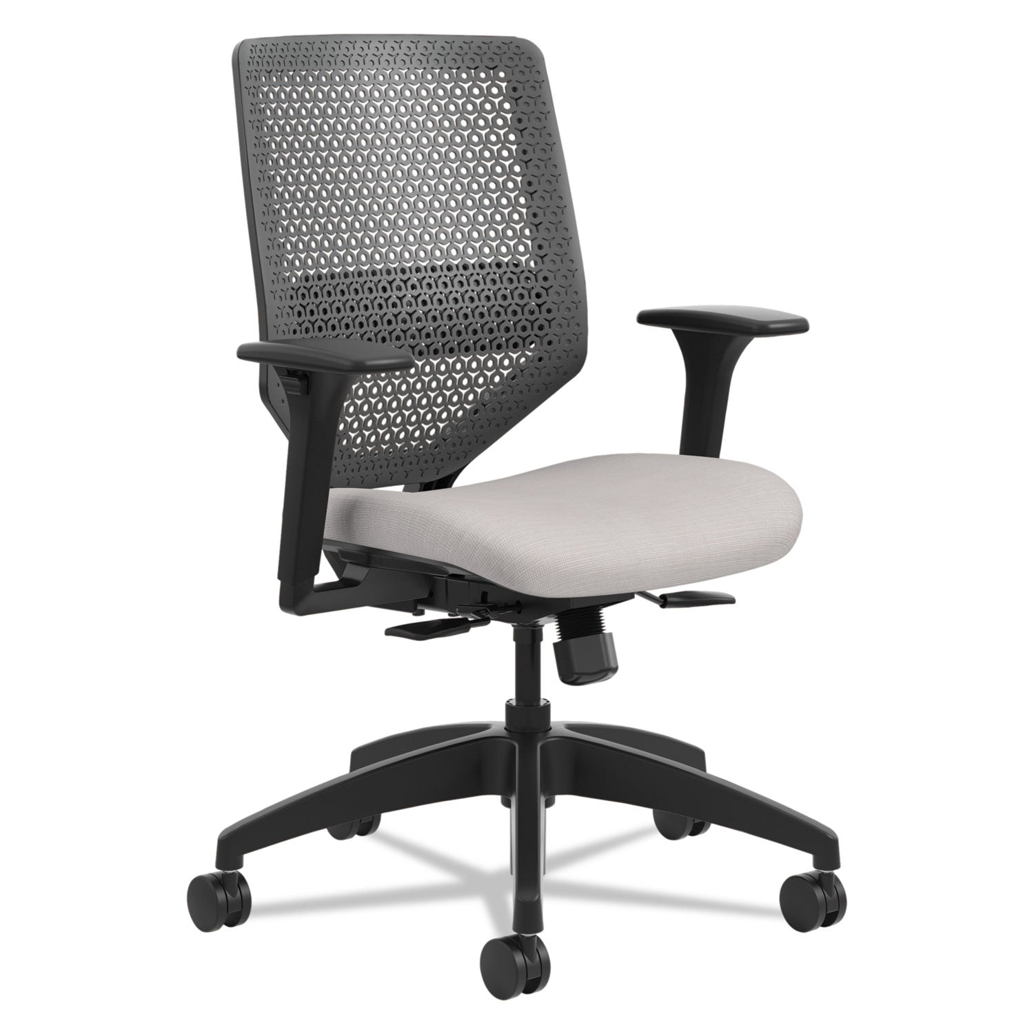HON Solve Chair - Fabric Seat Material - Charcoal Back Color - Black Frame Color - Mid Back - Sterling - 1 Each