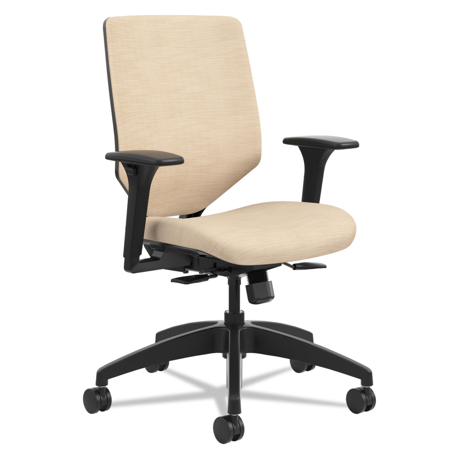 HON Solve Chair - Fabric Seat Material - Charcoal Back Color - Fabric Back Material - Black Frame Color - Mid Back - Putty - 1 Each