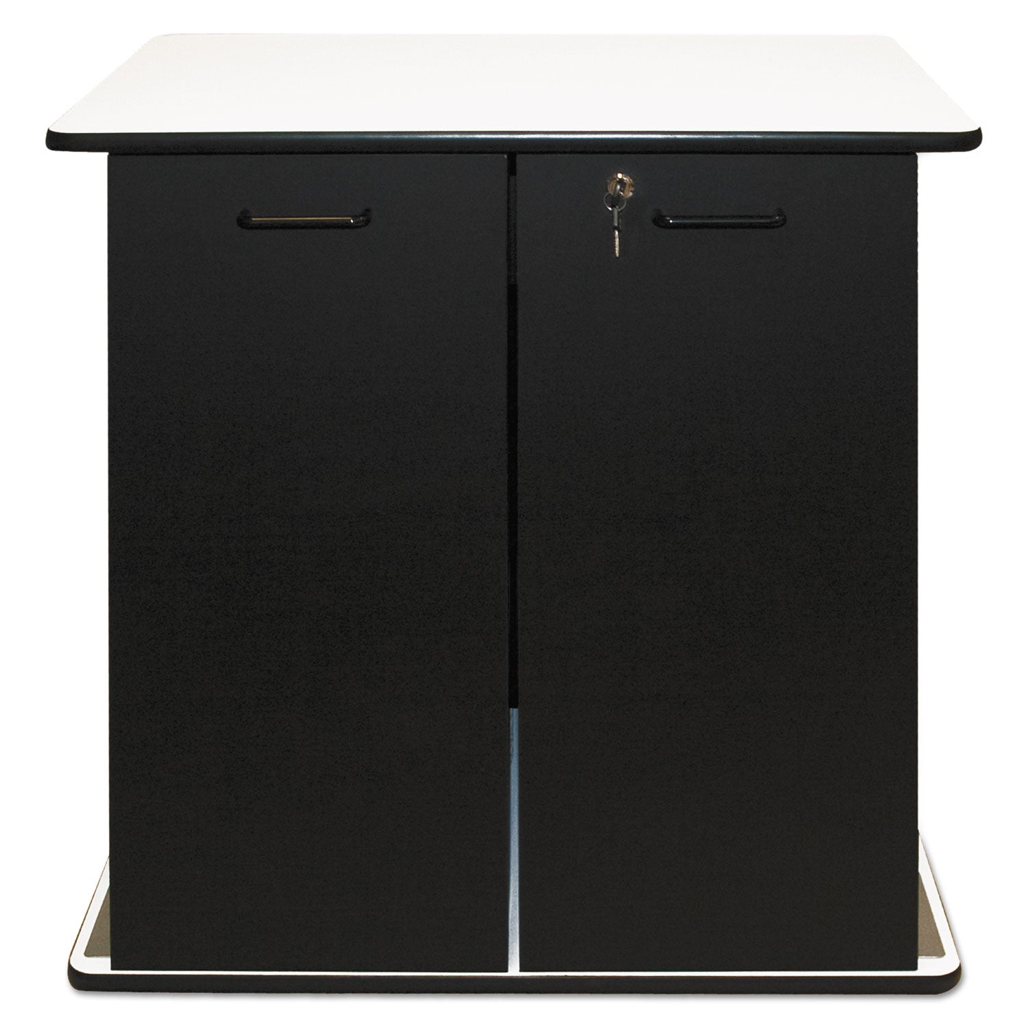 Refreshment Stand, Engineered Wood, 9 Shelves, 29.5" x 21" x 33", White/Black