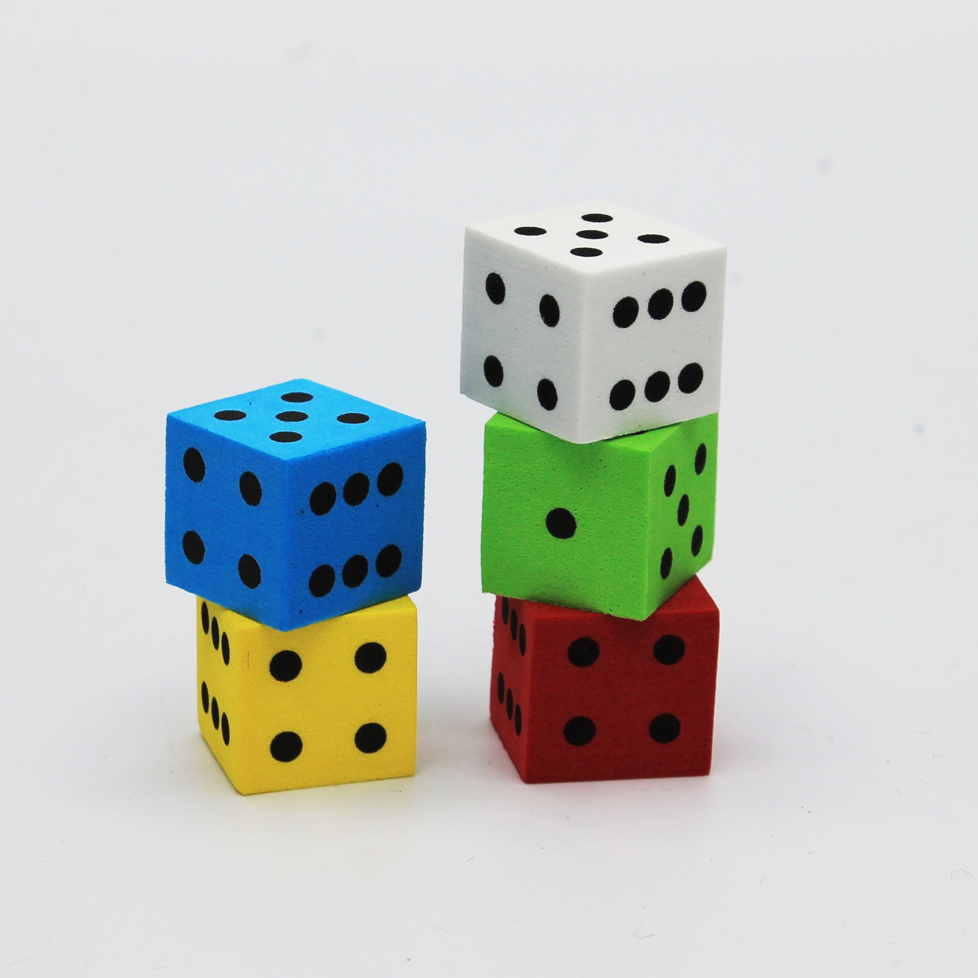 Foam Spot Dice, Assorted Color, 16mm, Bag of 200