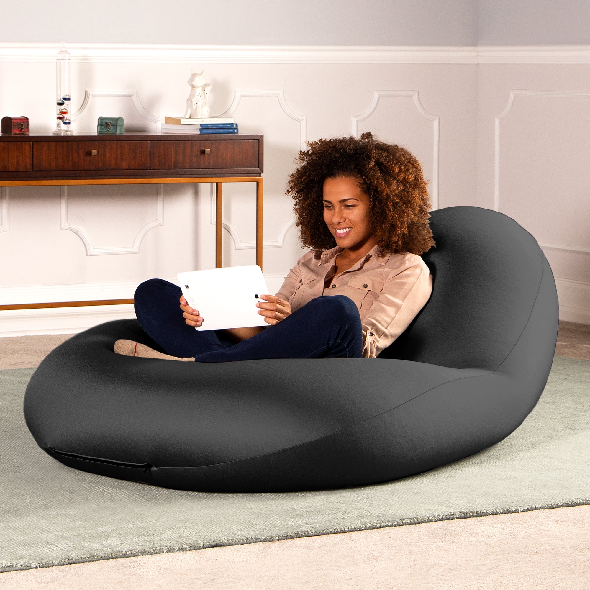 Nimbus Spandex Bean Bag Chair, Large, Black