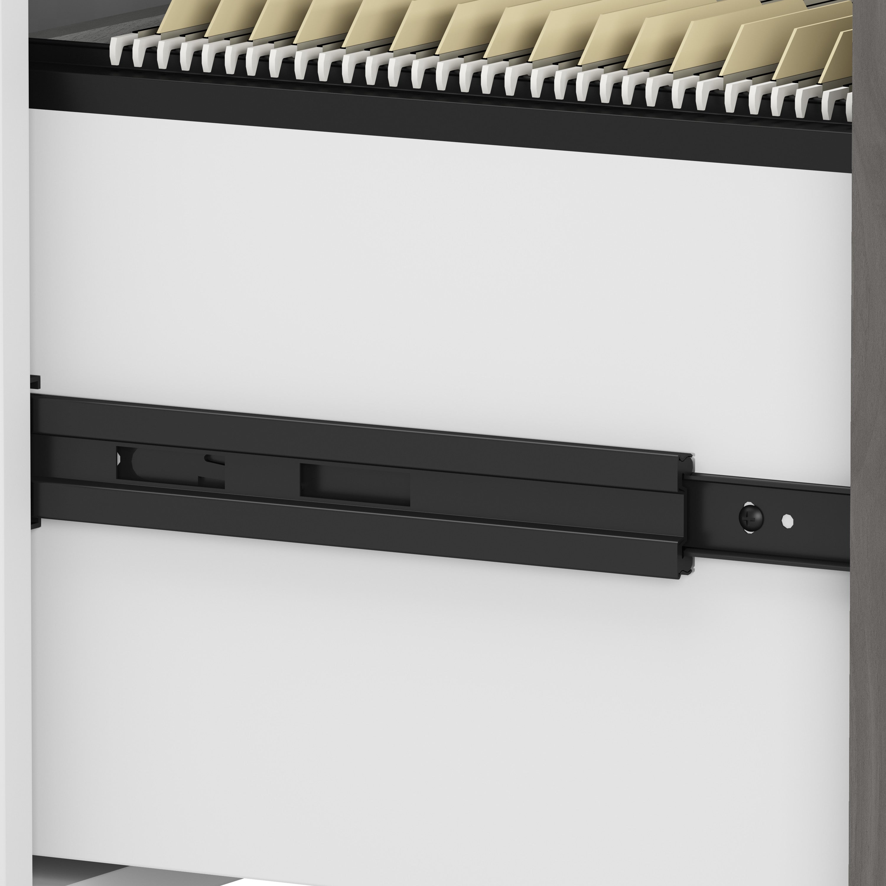 Bush Business Furniture Echo L Shaped Bow Front Desk with Mobile File Cabinet in Pure White and Modern Gray - 60" Width x 64.02" Depth x 30" Height