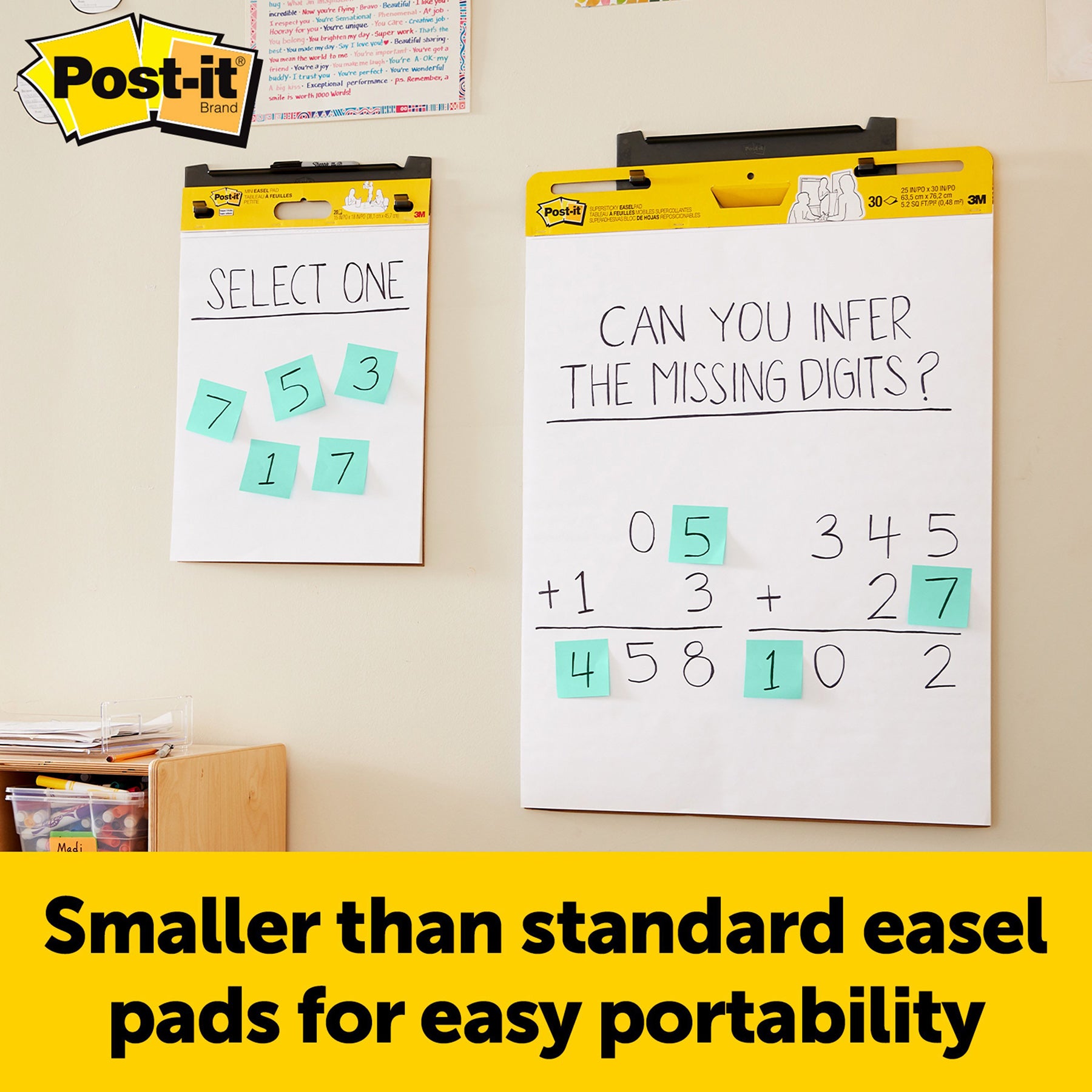 Super Sticky Mini Easel Pad, 15 x 18 Inches, 20 Sheets/Pad, 1 Pad, White