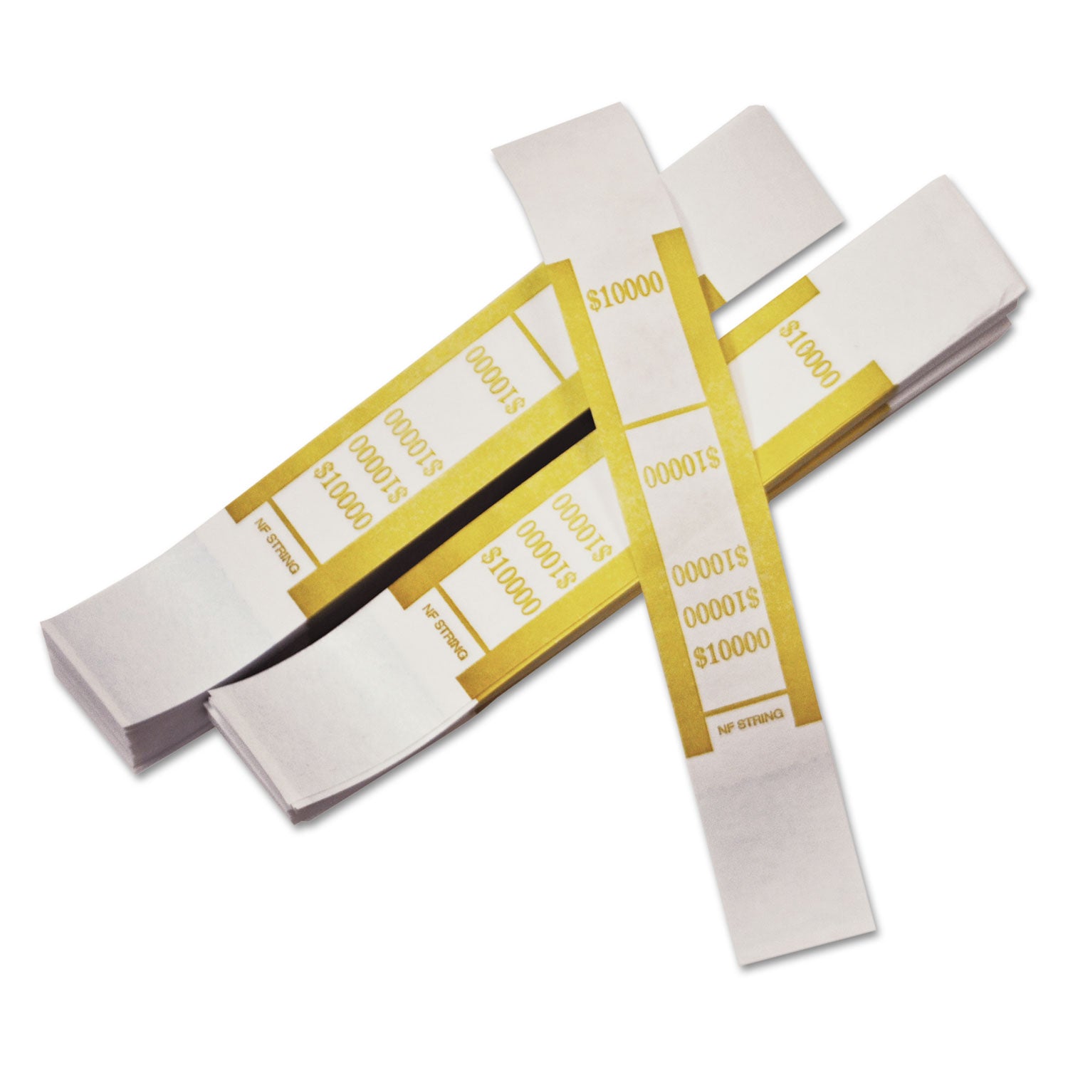 ICONEX SecurIT Currency Straps - Total $10,000 - Adhesive, Sturdy, Color Coded - Kraft Paper - Dark Yellow - 1000 / Pack