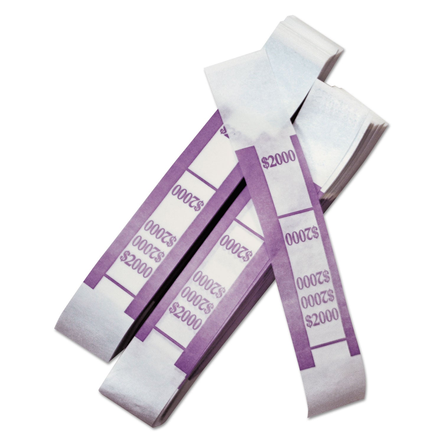ICONEX SecurIT Currency Straps - Total $2,000 - Color Coded, Sturdy, Adhesive - Kraft Paper - Violet - 1000 / Pack