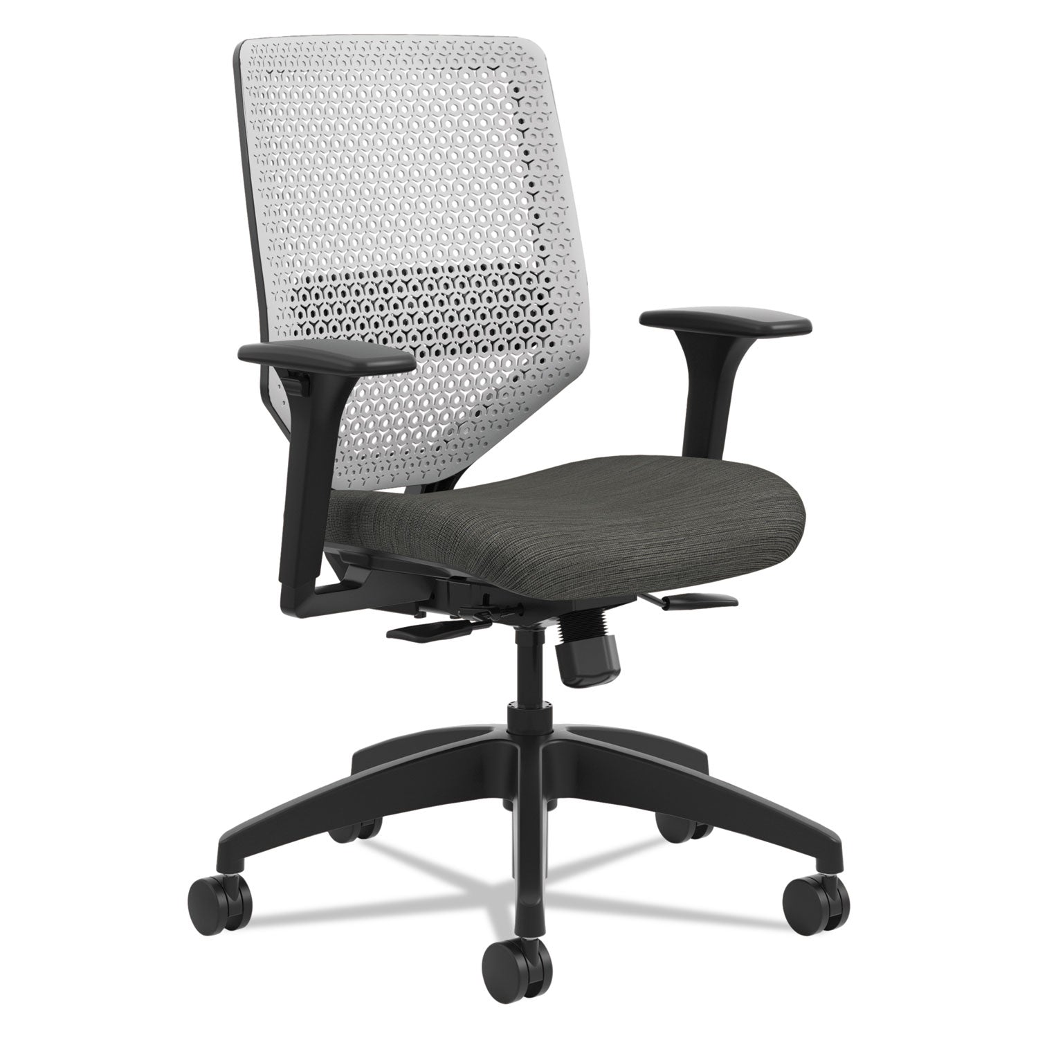 HON Solve Chair - Fabric Seat Material - Titanium Back Color - Black Frame Color - Mid Back - Ink - 1 Each