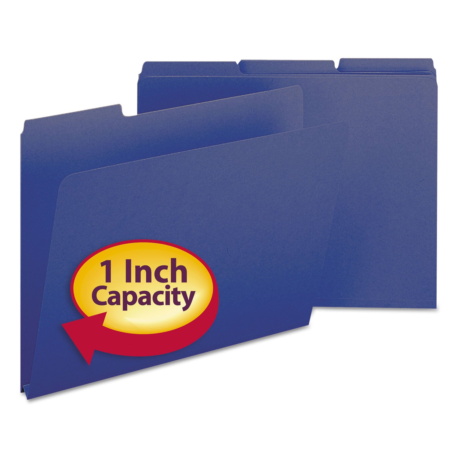 Smead Colored 1/3 Tab Cut Letter Recycled Top Tab File Folder - 8 1/2" x 11" - 1" Expansion - Top Tab Location - Assorted Tab Position - 25 pt. - Pressboard - Dark Blue - Rounded Corner, Tear Resistant, Wear Resistant - 100% Recycled - 25 / Box