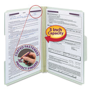 Smead 1/3 Tab Cut Legal Recycled Fastener Folder - 8 1/2" x 14" - 3" Expansion - 2 x 2S Fastener(s) - 2" for Folder - Top Tab Location - Assorted Tab Position - 25 pt. - Pressboard - Gray, Green - 100% Recycled - 25 / Box