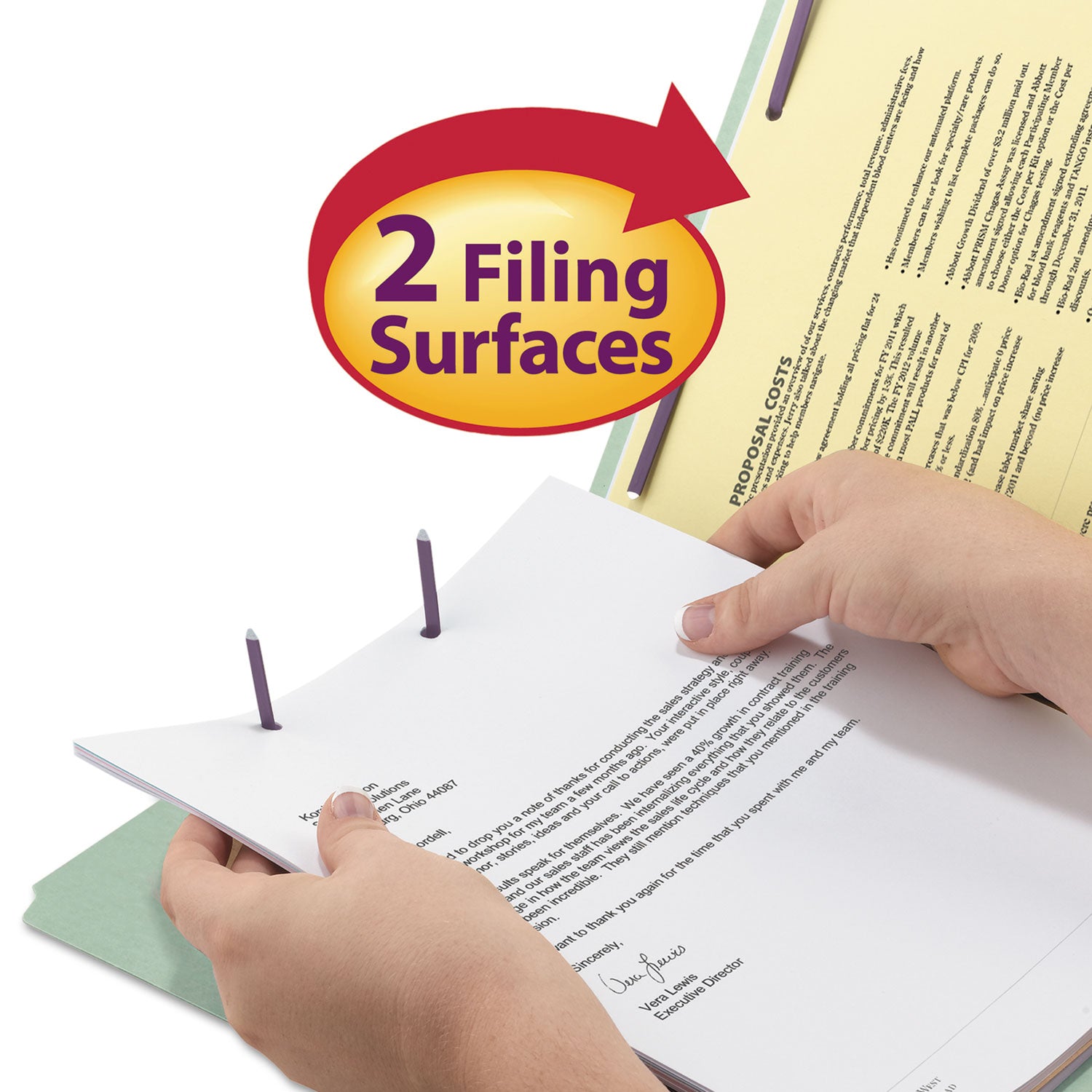 Smead 1/3 Tab Cut Legal Recycled Fastener Folder - 8 1/2" x 14" - 3" Expansion - 2 x 2S Fastener(s) - 2" for Folder - Top Tab Location - Assorted Tab Position - 25 pt. - Pressboard - Gray, Green - 100% Recycled - 25 / Box