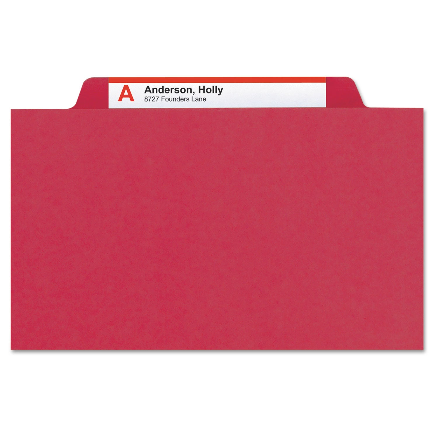 Smead Colored 1/3 Tab Cut Letter Recycled Top Tab File Folder - 8 1/2" x 11" - 1" Expansion - Top Tab Location - Assorted Tab Position - 25 pt. - Pressboard - Bright Red - Rounded Corner, Tear Resistant, Wear Resistant - 100% Recycled - 25 / Box