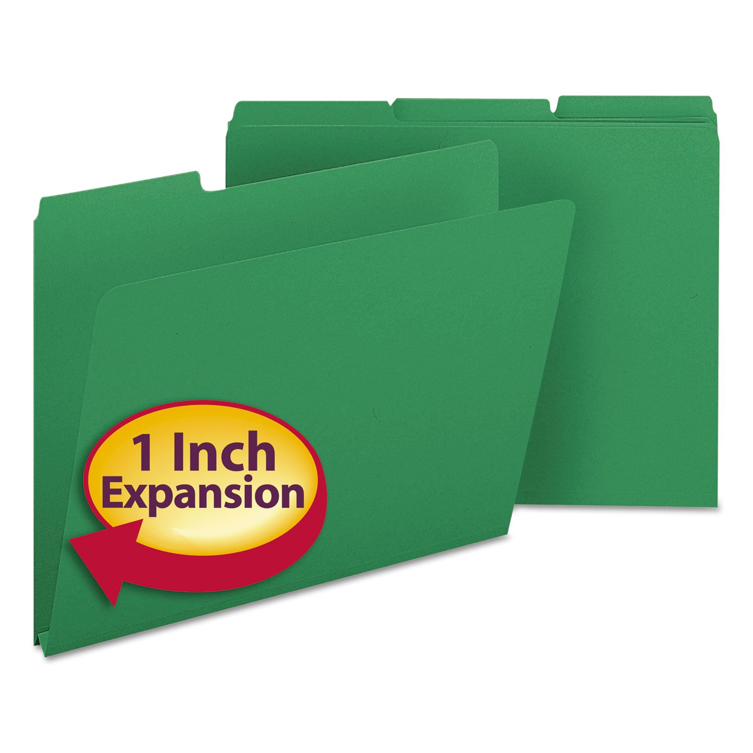 Smead Colored 1/3 Tab Cut Letter Recycled Top Tab File Folder - 8 1/2" x 11" - 1" Expansion - Top Tab Location - Assorted Tab Position - 25 pt. - Pressboard - Green - Tear Resistant, Wear Resistant - 100% Recycled - 25 / Box