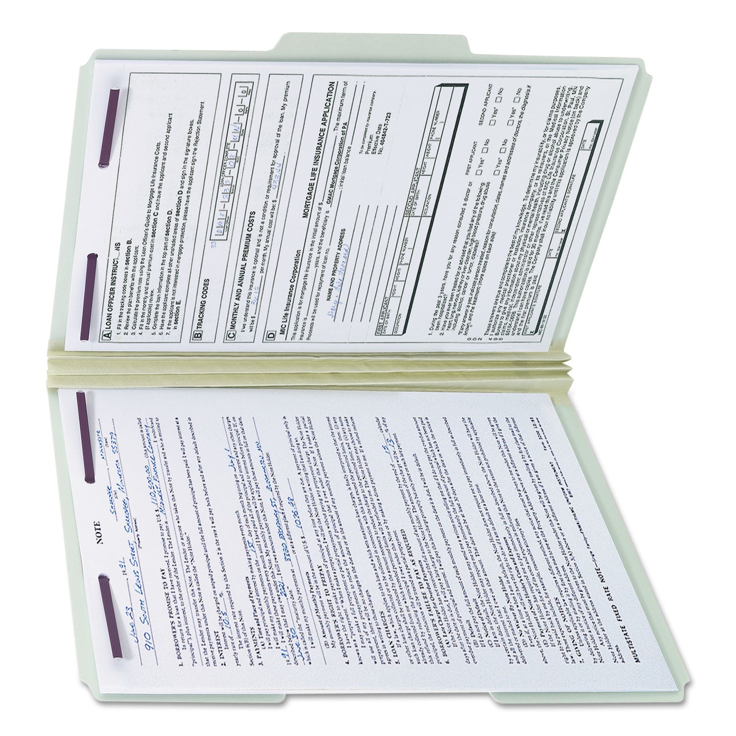Smead 1/3 Tab Cut Legal Recycled Fastener Folder - 8 1/2" x 14" - 3" Expansion - 2 x 2S Fastener(s) - 2" for Folder - Top Tab Location - Assorted Tab Position - 25 pt. - Pressboard - Gray, Green - 100% Recycled - 25 / Box
