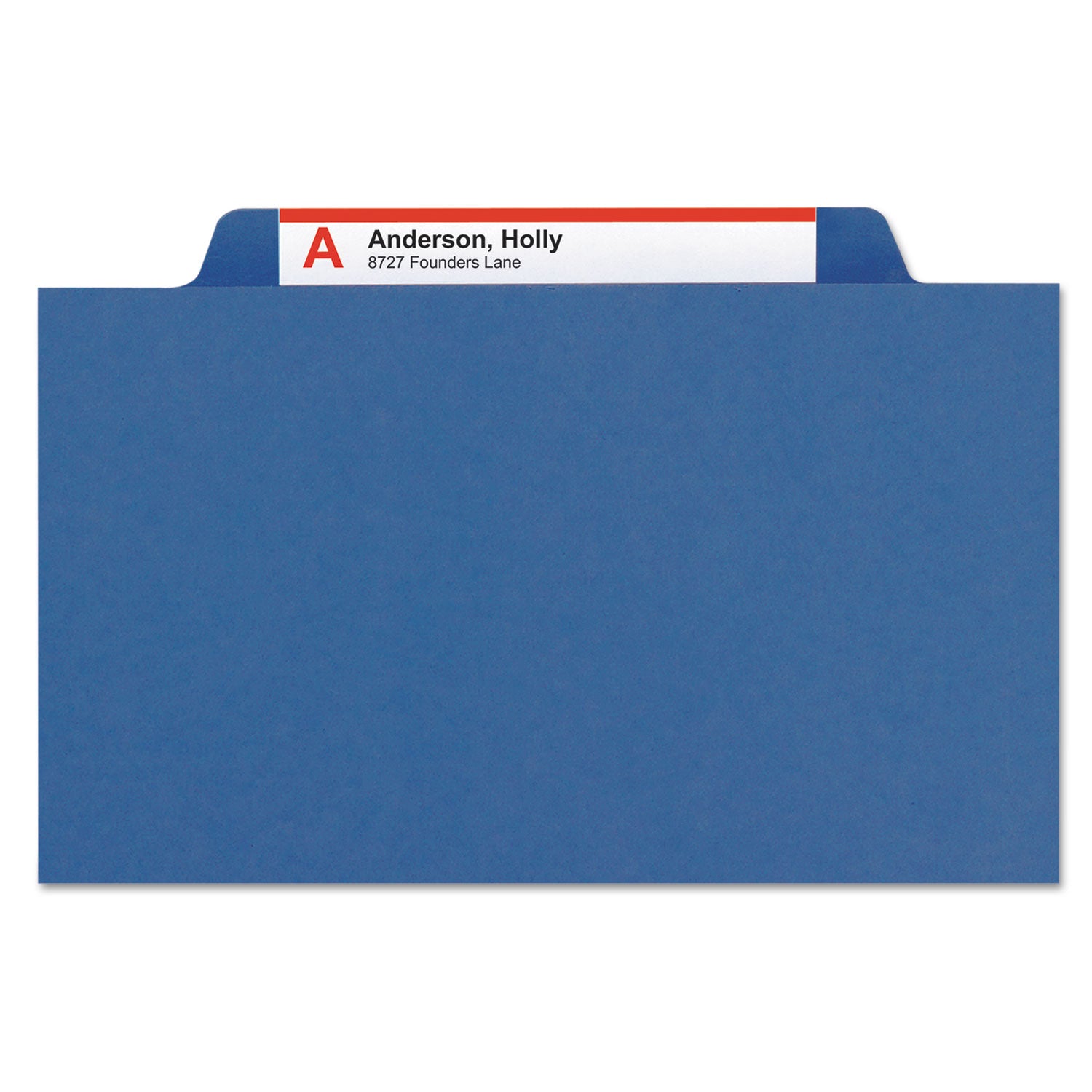 Smead Colored 1/3 Tab Cut Letter Recycled Top Tab File Folder - 8 1/2" x 11" - 1" Expansion - Top Tab Location - Assorted Tab Position - 25 pt. - Pressboard - Dark Blue - Rounded Corner, Tear Resistant, Wear Resistant - 100% Recycled - 25 / Box