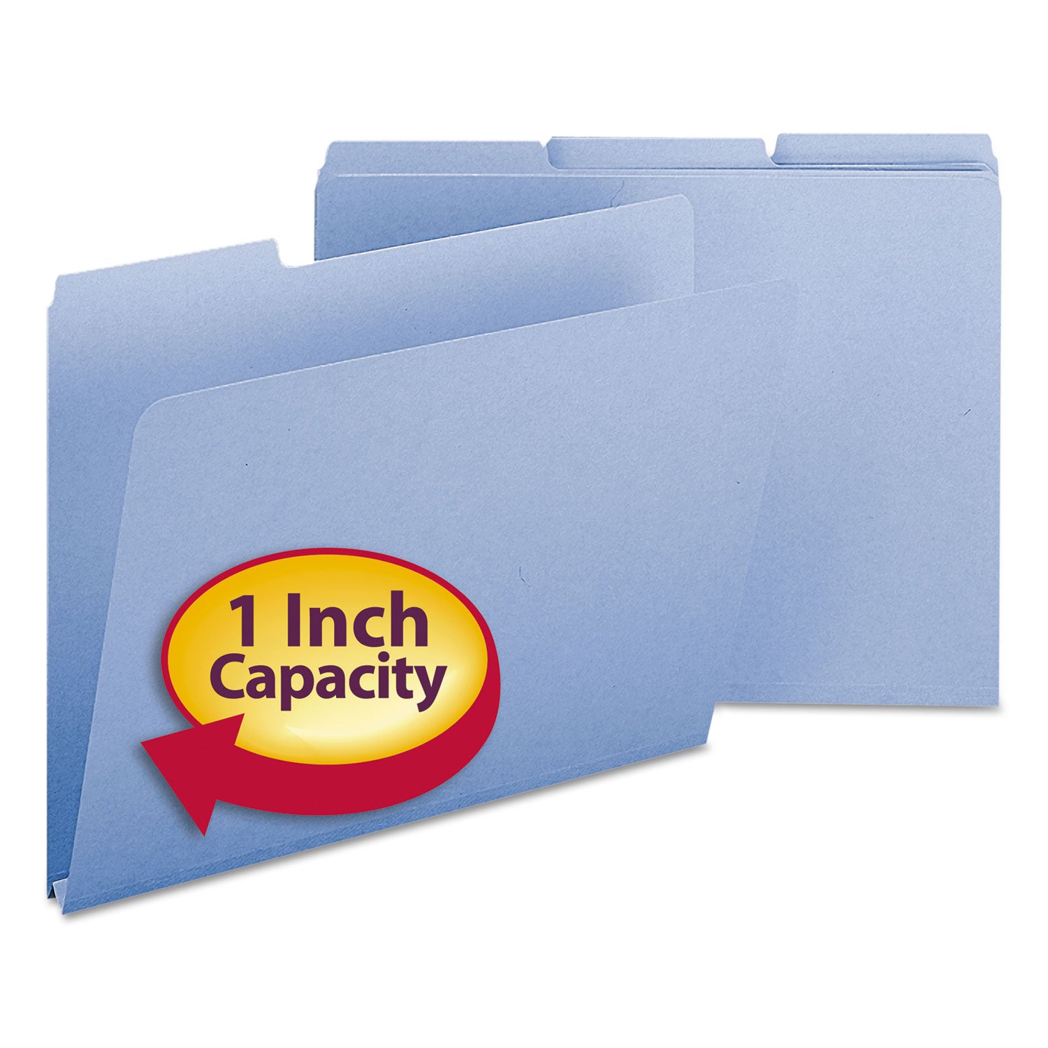 Smead Colored 1/3 Tab Cut Letter Recycled Top Tab File Folder - 8 1/2" x 11" - 1" Expansion - Top Tab Location - Assorted Tab Position - 25 pt. - Pressboard - Blue - Rounded Corner, Tear Resistant, Wear Resistant - 100% Recycled - 25 / Box