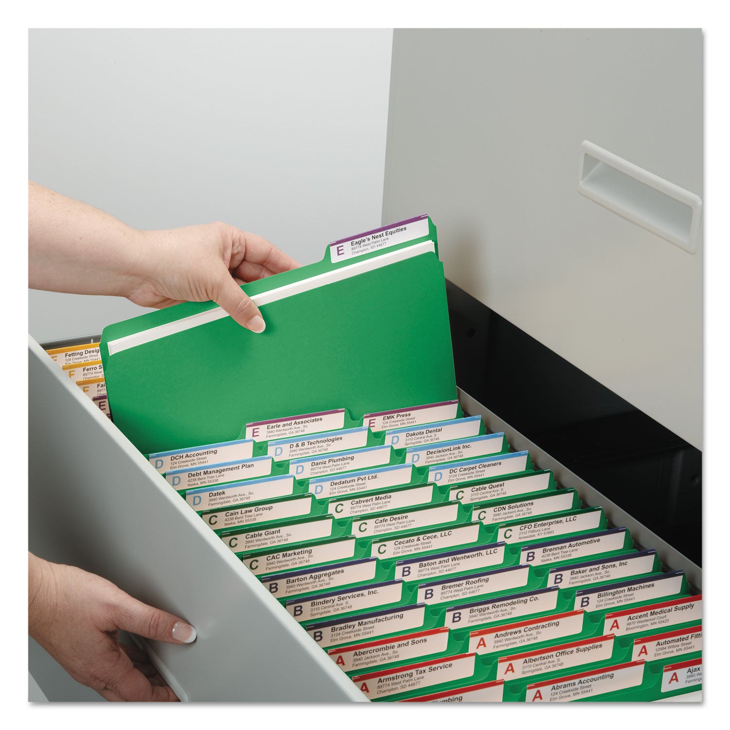 Smead Colored 1/3 Tab Cut Letter Recycled Top Tab File Folder - 8 1/2" x 11" - 1" Expansion - Top Tab Location - Assorted Tab Position - 25 pt. - Pressboard - Green - Tear Resistant, Wear Resistant - 100% Recycled - 25 / Box