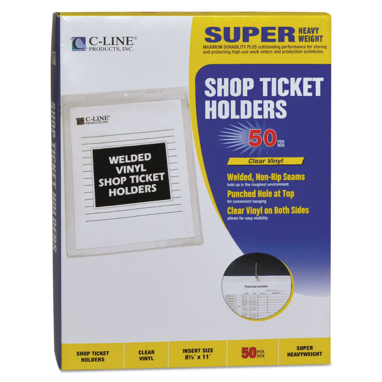 C-Line Letter Vinyl File Pocket - 8 1/2" x 11" - Vinyl - Clear - Punched - 50 / Box