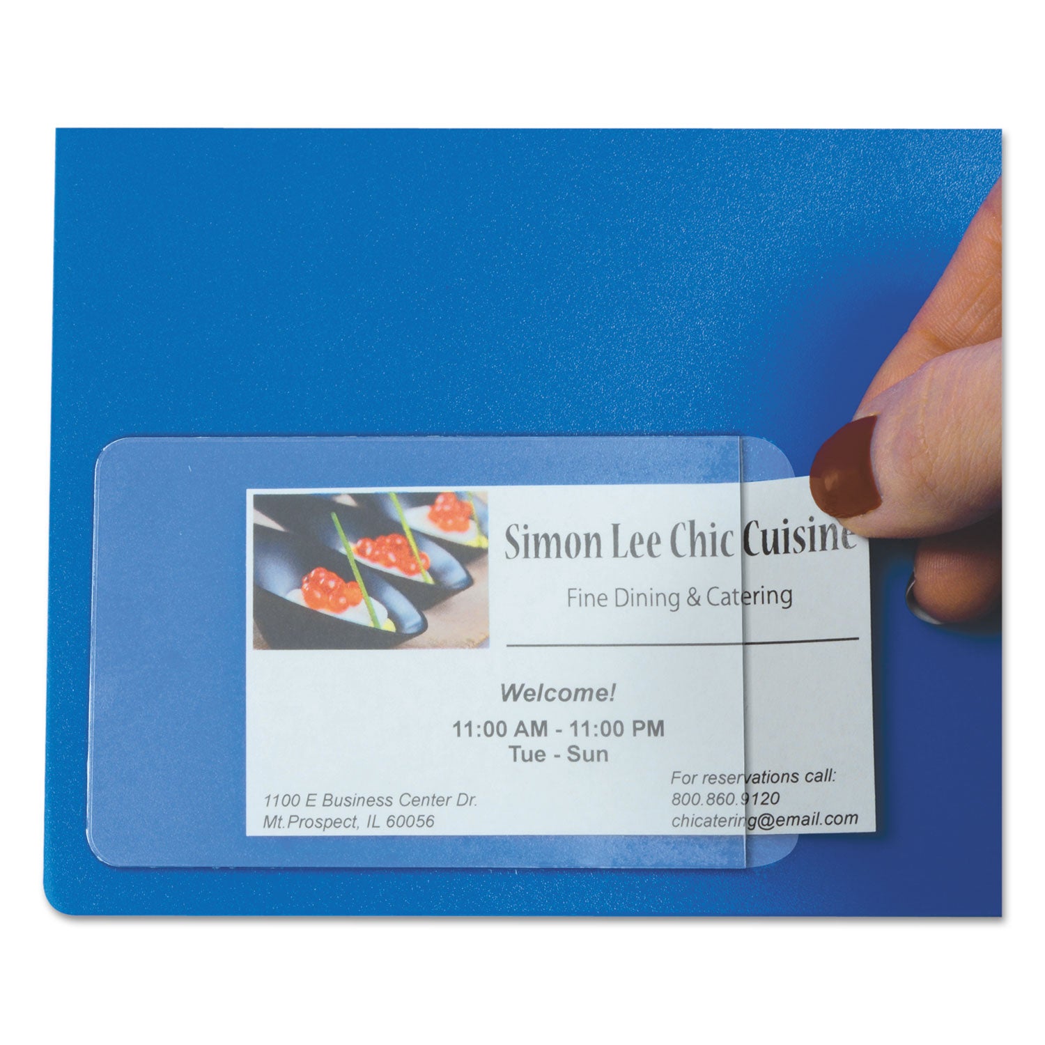 Self-Adhesive Business Card Holder, Side Load, 2" x 3-1/2", Pack of 10