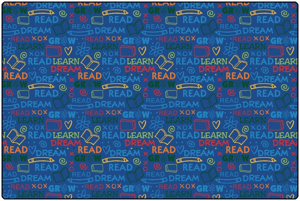 Read to Dream Pattern Rug - 8ft x 12ft - Rectangle - Blue