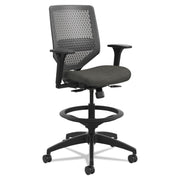 HON Solve Sitting Stool - Fabric Seat Material - Charcoal Back Color - Mesh Back Material - Black Frame Color - Mid Back - 5-star Base - Ink - 1 Each