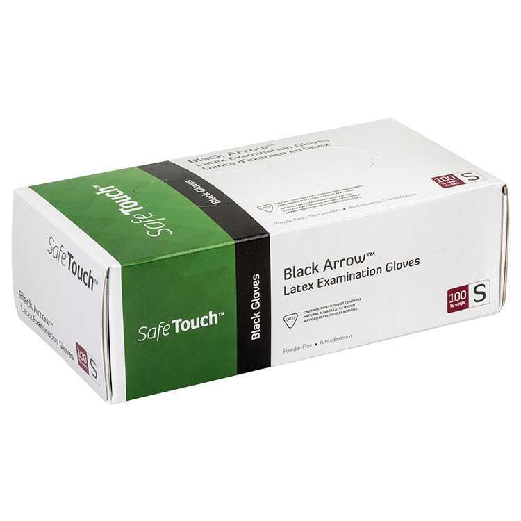 Black Arrow Latex Exam Gloves, Small, Powder-Free - 100 pcs per Box/10 boxes per Case