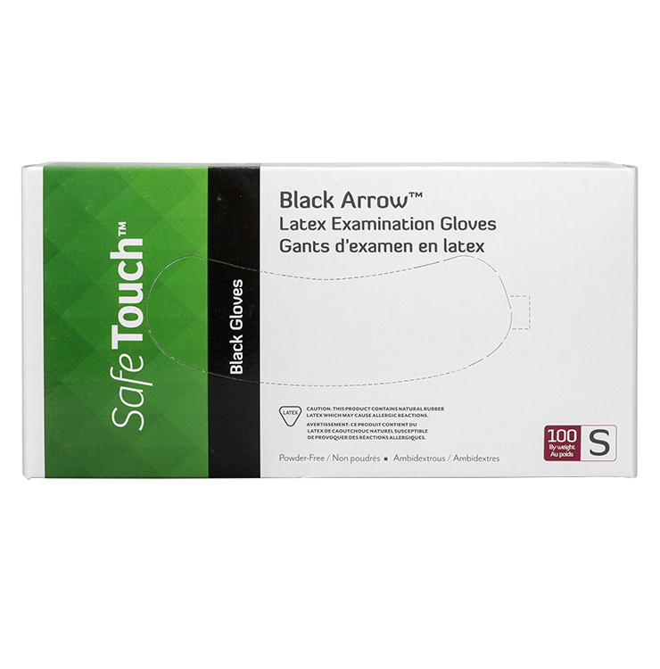 Black Arrow Latex Exam Gloves, Small, Powder-Free - 100 pcs per Box/10 boxes per Case