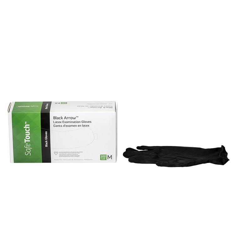 Black Arrow Latex Exam Gloves, Medium, Powder-Free - 100 pcs per Box/10 boxes per Case