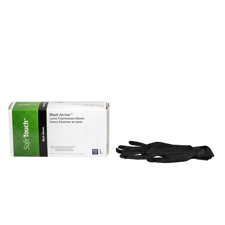 Black Arrow Latex Exam Gloves, Large, Powder-Free - 100 pcs per Box/10 boxes per Case