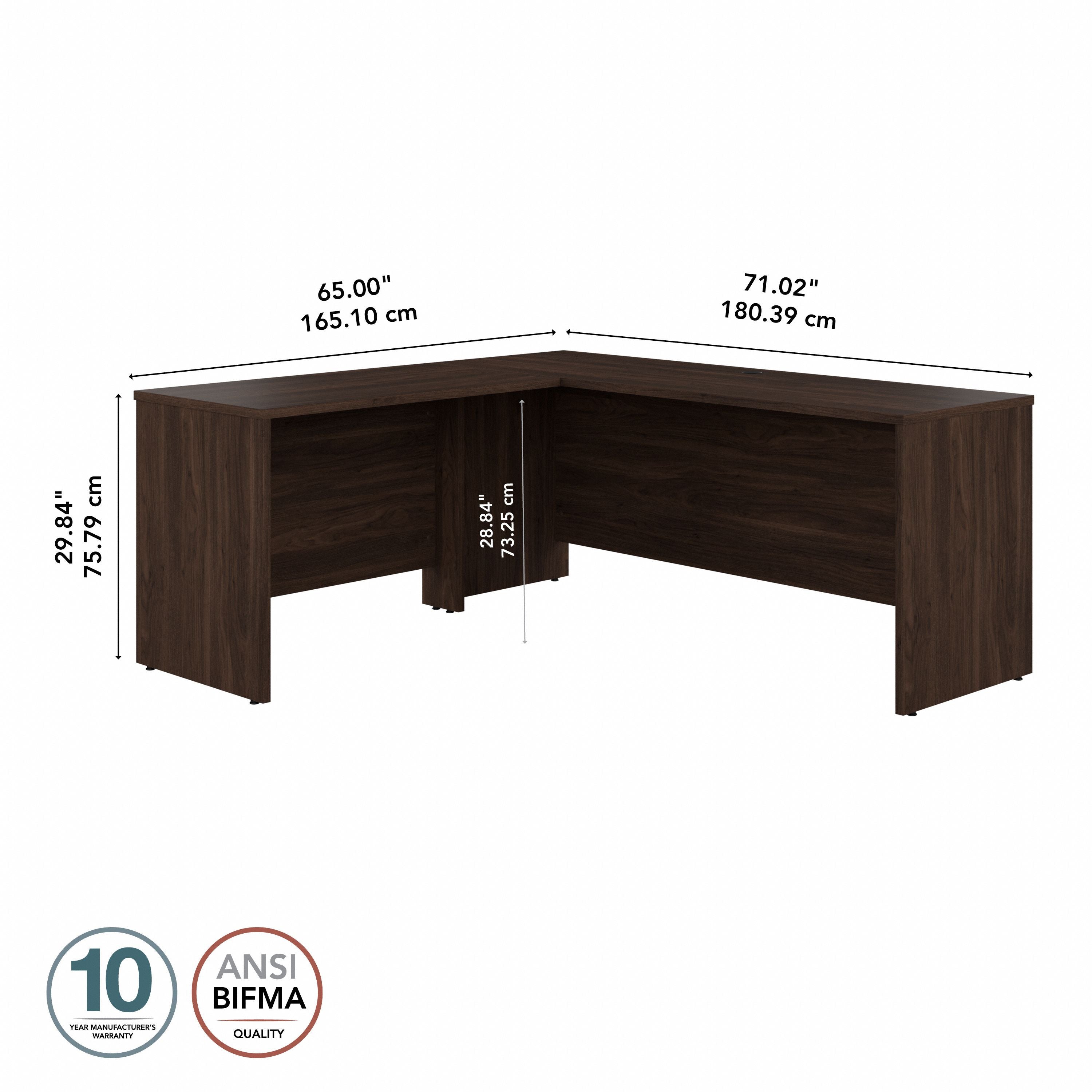 Bush Business Furniture Studio C 72W x 24D L Shaped Desk with 42W Return in Black Walnut - 71.02" Width x 65" Depth x 29.84" Height