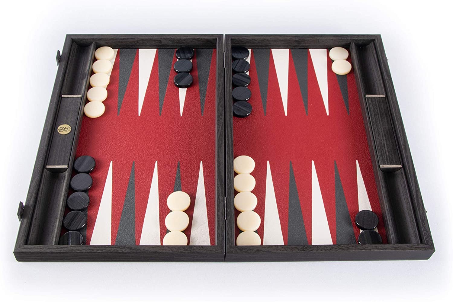 Luxury Wood Backgammon Set with Leatherette Interior - 19 inches - Handcrafted in Greece