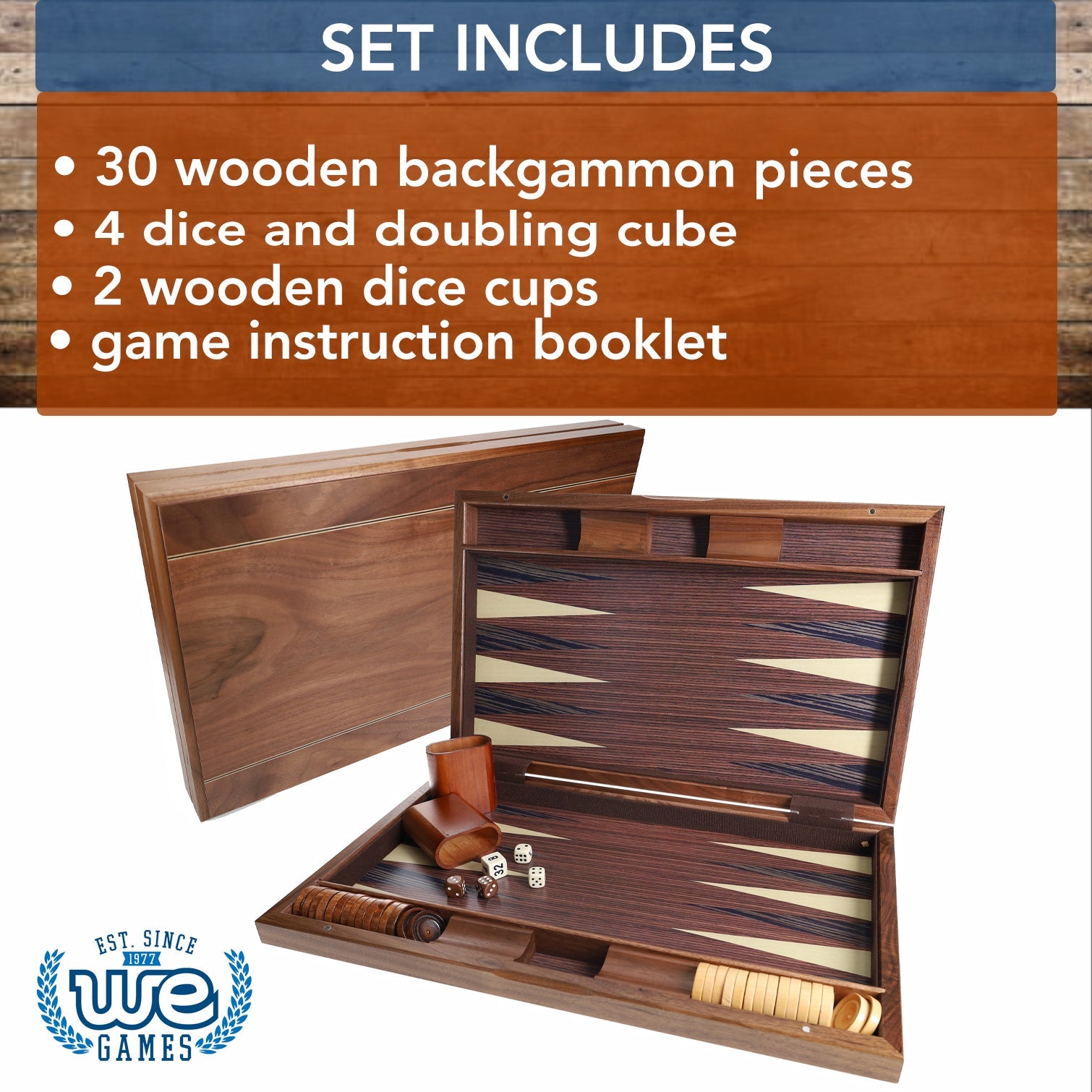 Travel Wood Inlaid Backgammon Board Game Set - 19 in