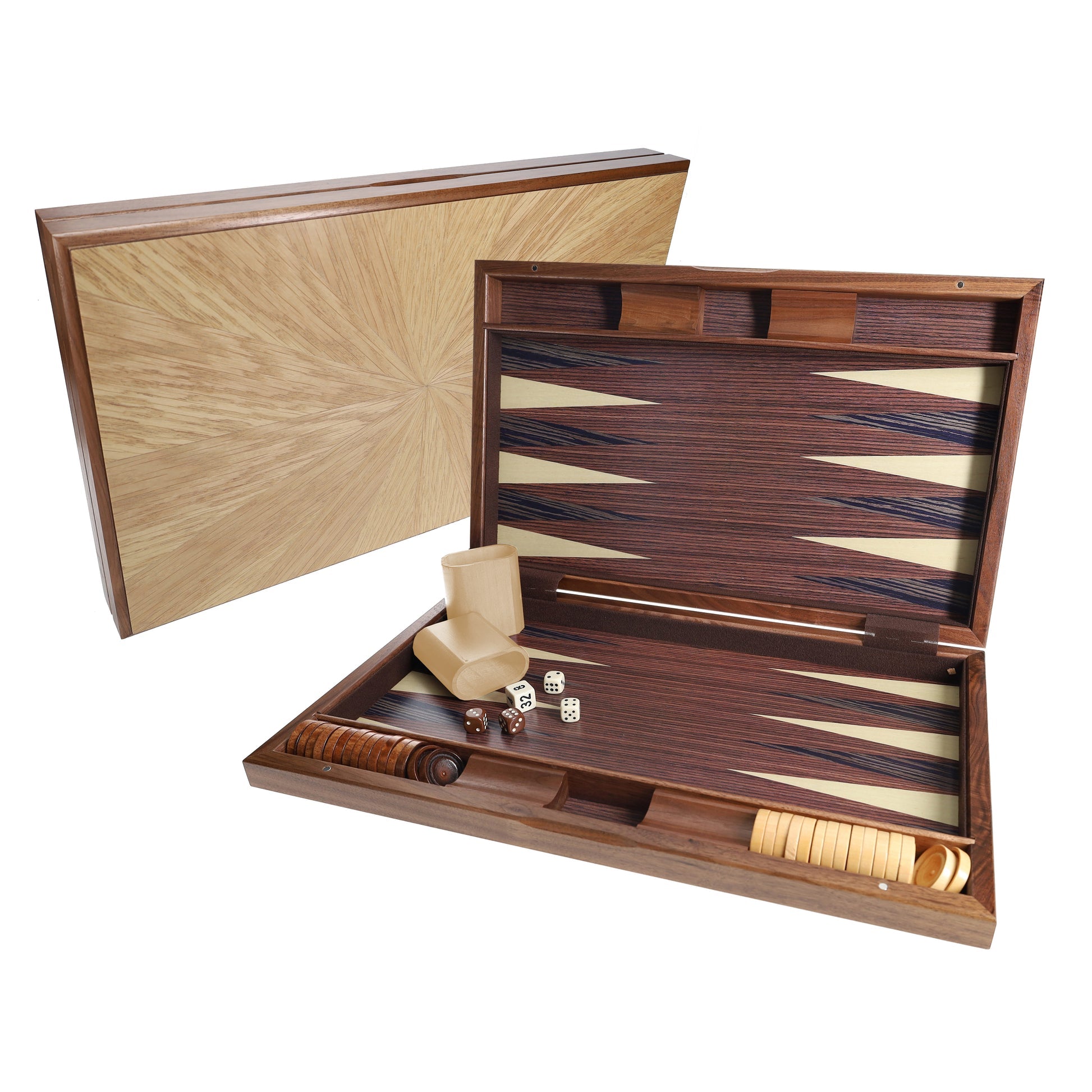 Travel Wood Starburst Design Backgammon Board Game Set - 19 in