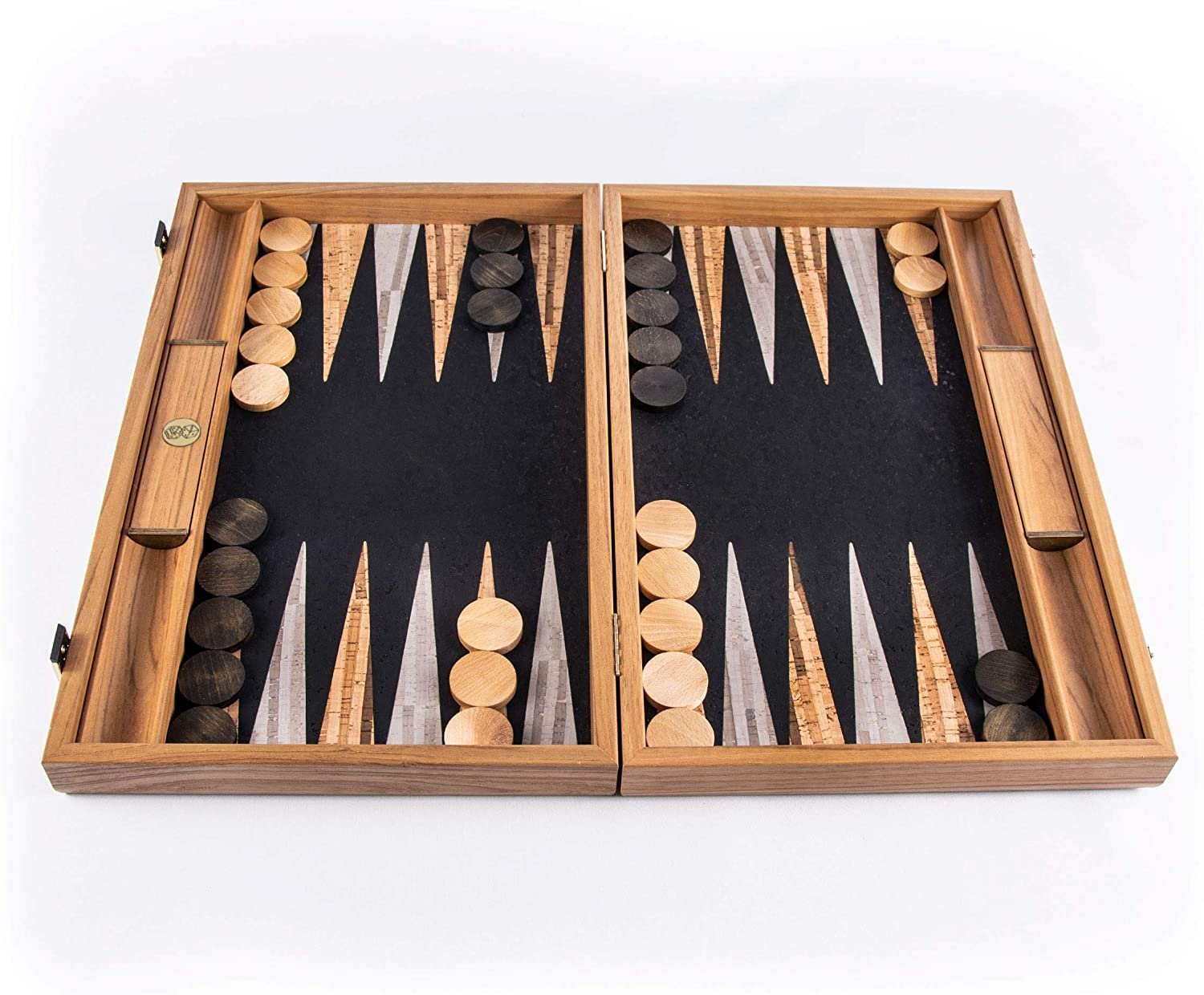 Luxury Natural Cork & Wood Backgammon Set - 19 inches - Handcrafted in Greece