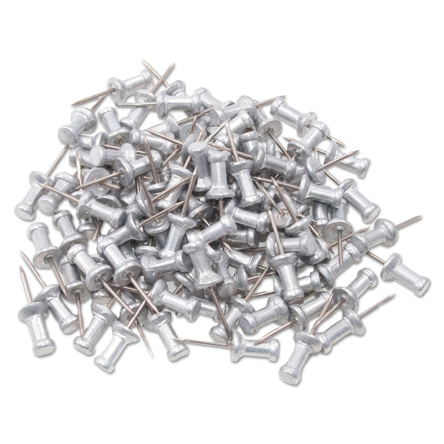 Gem Office Products Aluminum Pushpins - 0.50" Shank - 0.5" Diameter - for Notice - Silver - Aluminum - 1 Box