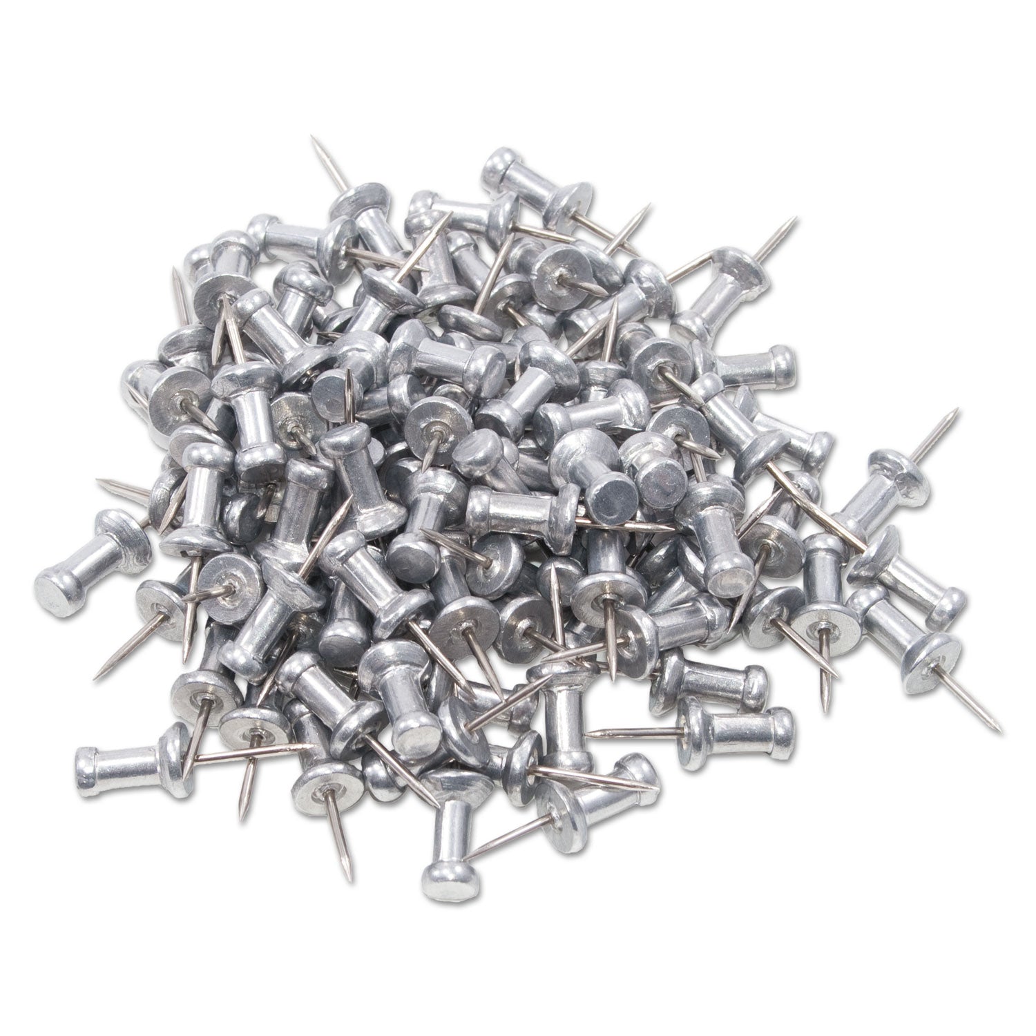 Gem Office Products Aluminum Pushpins - 0.4" Length x 0.2" Diameter - Silver - 1 Box