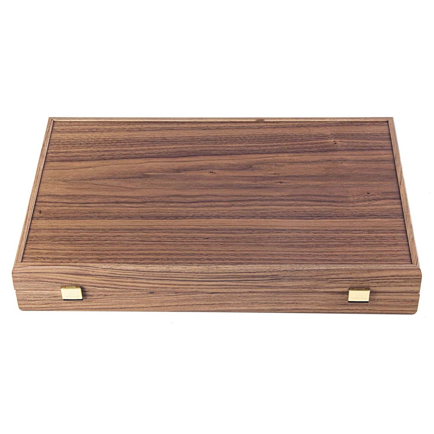Luxury American Walnut with Inlay Wood Backgammon Set - 19 inches - Handcrafted in Greece