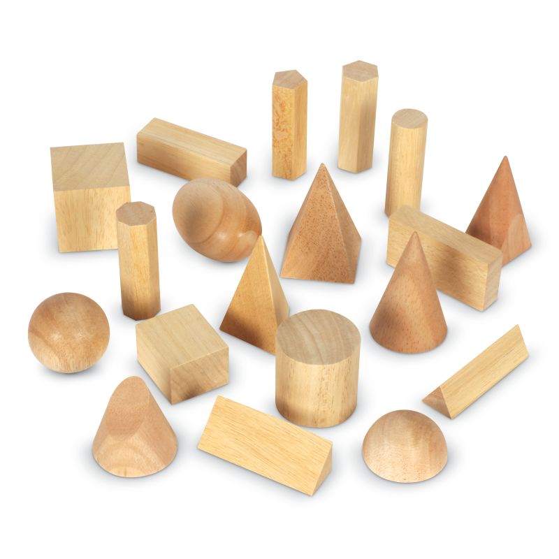Wooden Geometric Solids, Set of 19