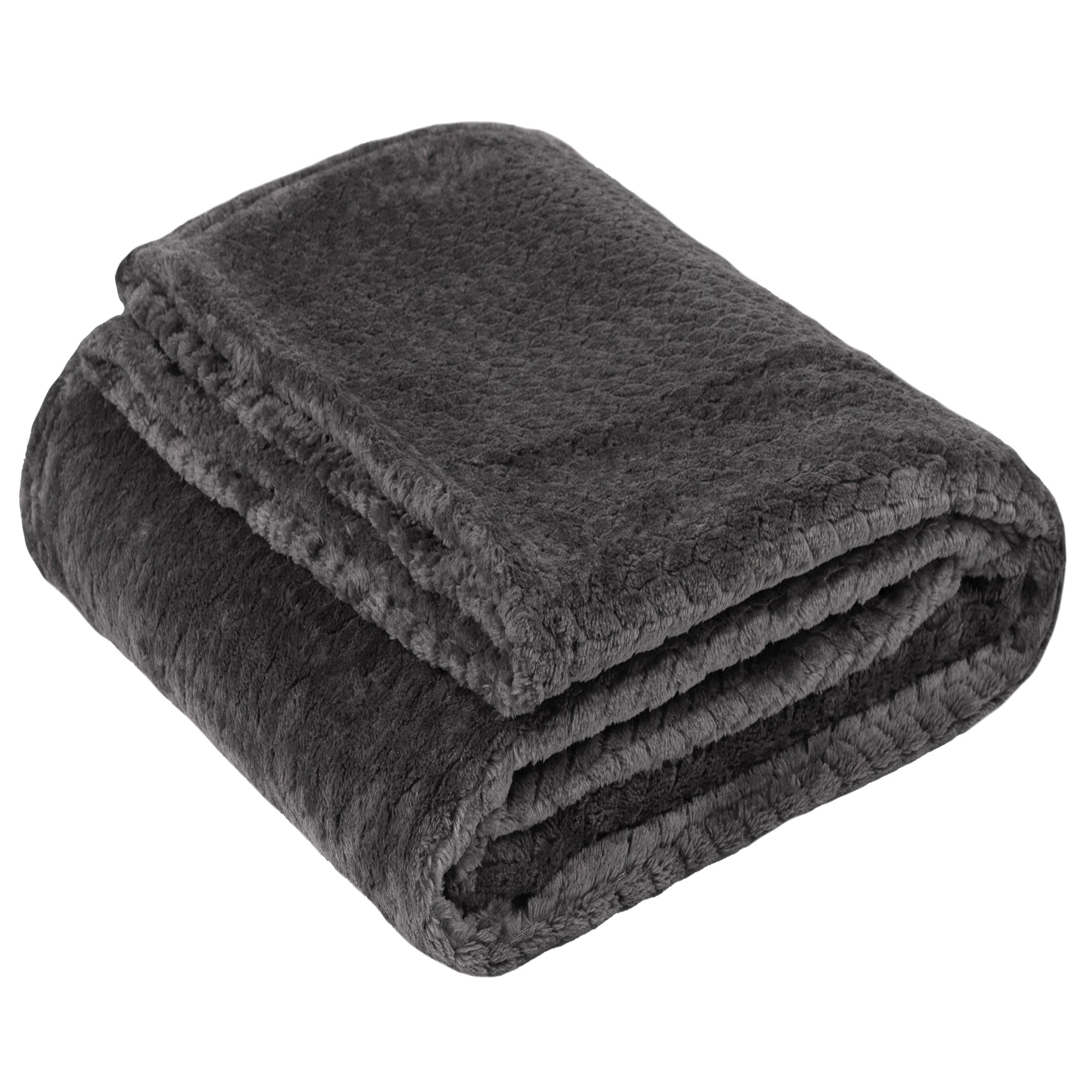Soft Fleece Waffle Blankets 50" x 60" (250 GSM) - Grey - 24 in the Pack