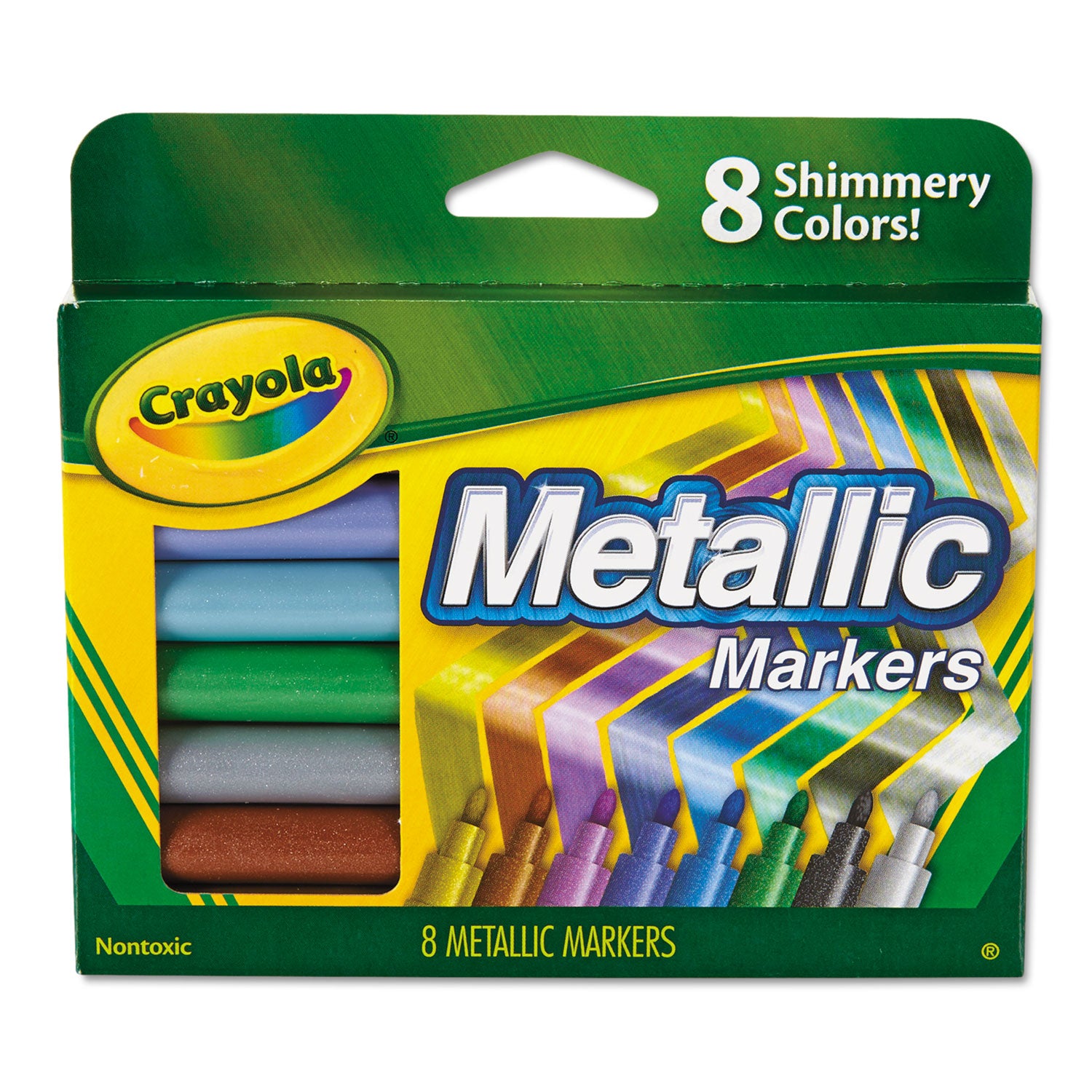 Crayola 8-Color Metallic Markers Set, Includes Cobalt Blue, Green Machine, Slick Silver, Copper Mine, Gold Ingot, Purple Steel, Black Iron, Pink Bling, 8 Markers per Set